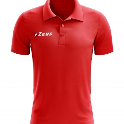 Polo vermelho de manga curta com logotipo Zeus no peito