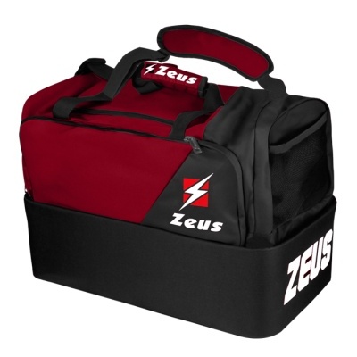 Mala de desporto Zeus vermelho e preto com logótipos
