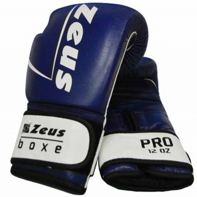 Par de luvas de boxe azuis e brancas Zeus PRO 12 OZ