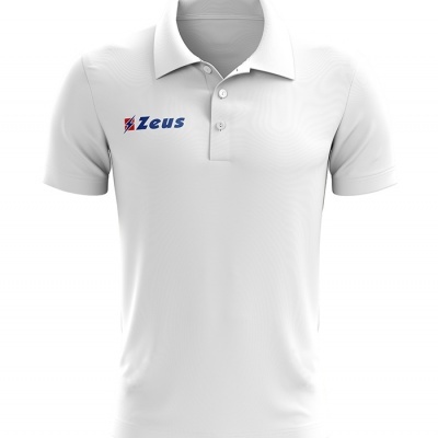 Polo branco de manga curta com logótipo Zeus no peito
