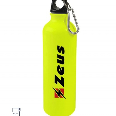 Garrafa desportiva amarelo neon com texto Zeus
