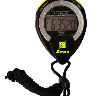 Cronómetro digital profissional preto com visor LCD e cordão