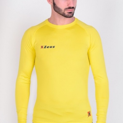 Camisola desportiva amarela de manga comprida com logótipo Zeus