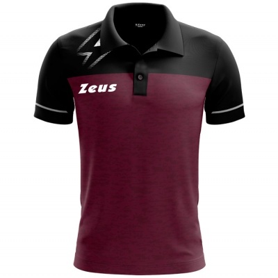 Polo masculino bordô e preto com logo Zeus branco