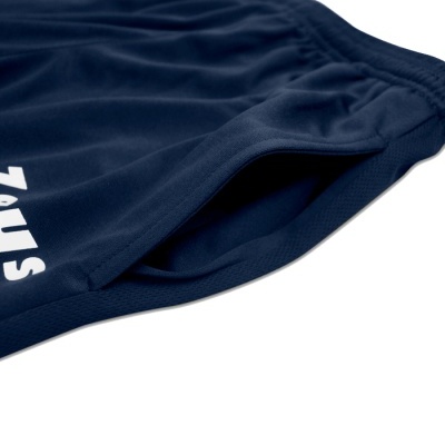 Calções azul escuro com elástico e bolso lateral