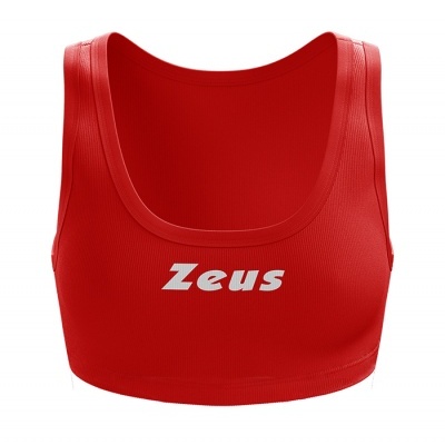 Top desportivo vermelho com texto Zeus na frente