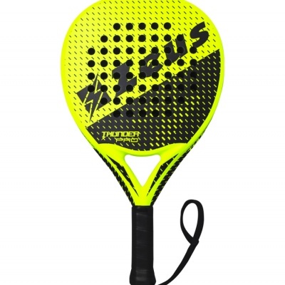 Raquete desportiva de padel amarela e preta com texto ZITUS e THUNDER HYPER