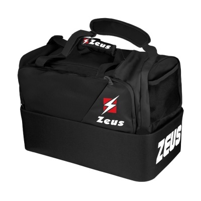 Saco desportivo preto Zeus com logótipo em vermelho e branco