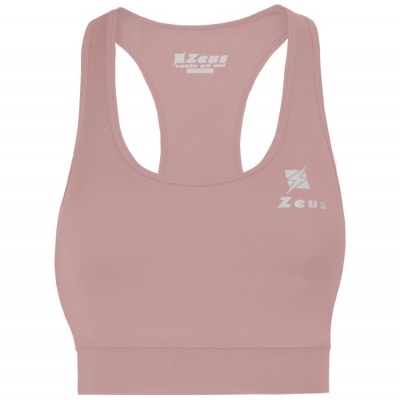 Top desportivo rosa com logótipo Zeus branco