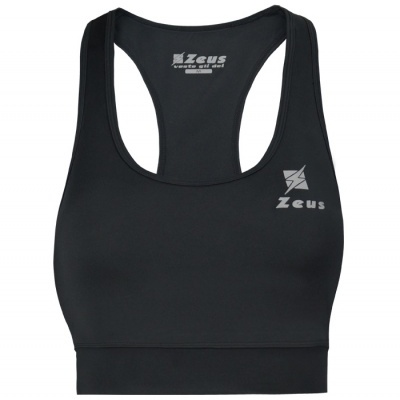 Top desportivo preto com logótipo Zeus branco