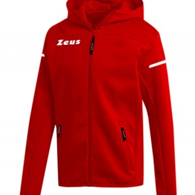 Casaco desportivo vermelho com capuz e fecho