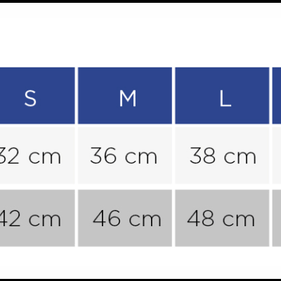 Tabela de medidas para roupas com tamanhos e dimensões em centímetros