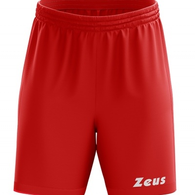 Calção desportivo vermelho com logótipo Zeus branco