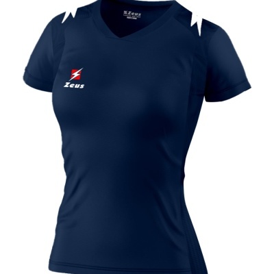 T-shirt feminina desportiva azul escuro com logotipo Zeus