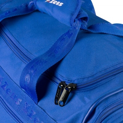 Bolsa de desporto azul com zíperes e alças, logotipo stelz