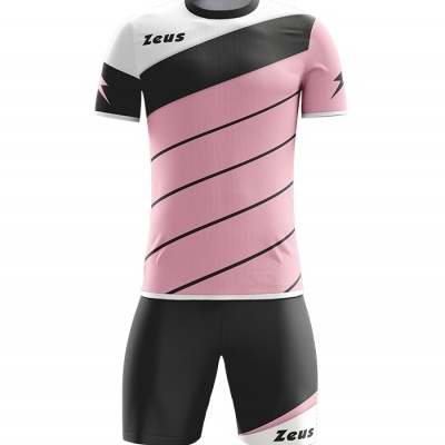 Fato de desporto rosa, preto e branco com texto Zeus