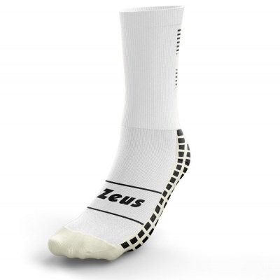 Meia desportiva branca com detalhes pretos e sola bege