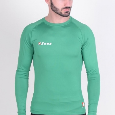 Camisola masculina verde de manga comprida com logotipo Zeus