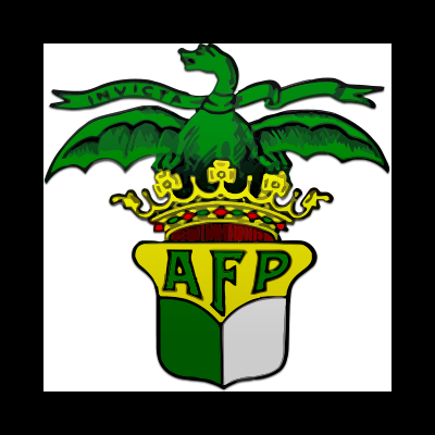 Brasão com dragão verde, coroa dourada e letras AFP em fundo amarelo, verde e branco