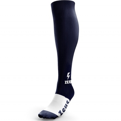 Meia desportiva azul escuro e branca com logo Zeus
