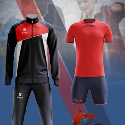 Conjunto desportivo Zeus com casaco, t-shirt, calções e mochila