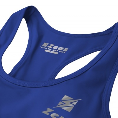 Top desportivo azul com logótipo Zeus em branco