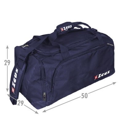 Mala desportiva azul escura com texto ZEUS