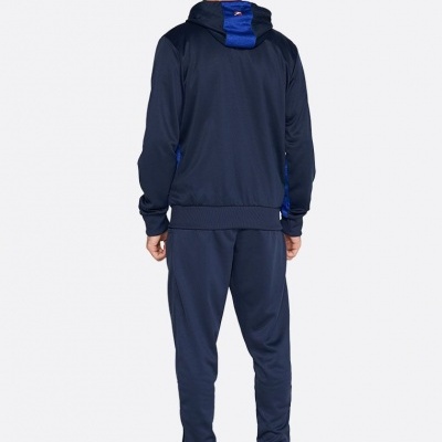 Conjunto desportivo masculino azul escuro com casaco de capuz e calças