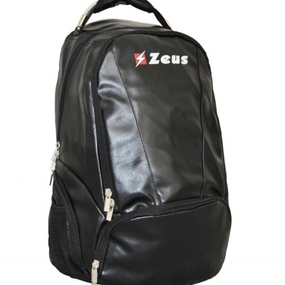 Mochila preta Zeus com fechos de correr prateados