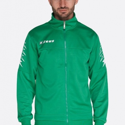 Casaco desportivo verde com fecho de correr e logótipo Zeus