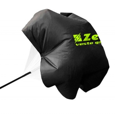 Guarda-chuva preto com texto verde em fundo branco