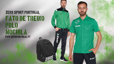 Promoção ZEUS SPORT PORTUGAL com fato de treino, polo e mochila