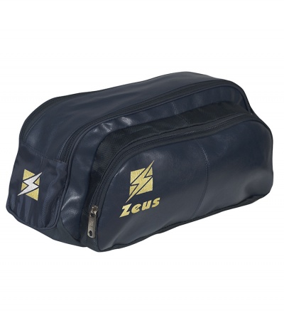 Necessaire preta com dois compartimentos e logótipo Zeus amarelo