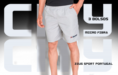 Calções cinzentos claros da Zeus com 3 bolsos em micro fibra