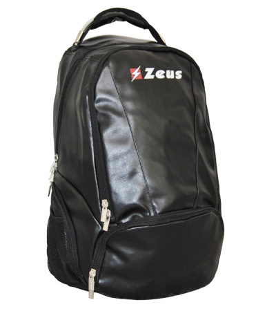 Mochila preta Zeus com fechos de correr prateados