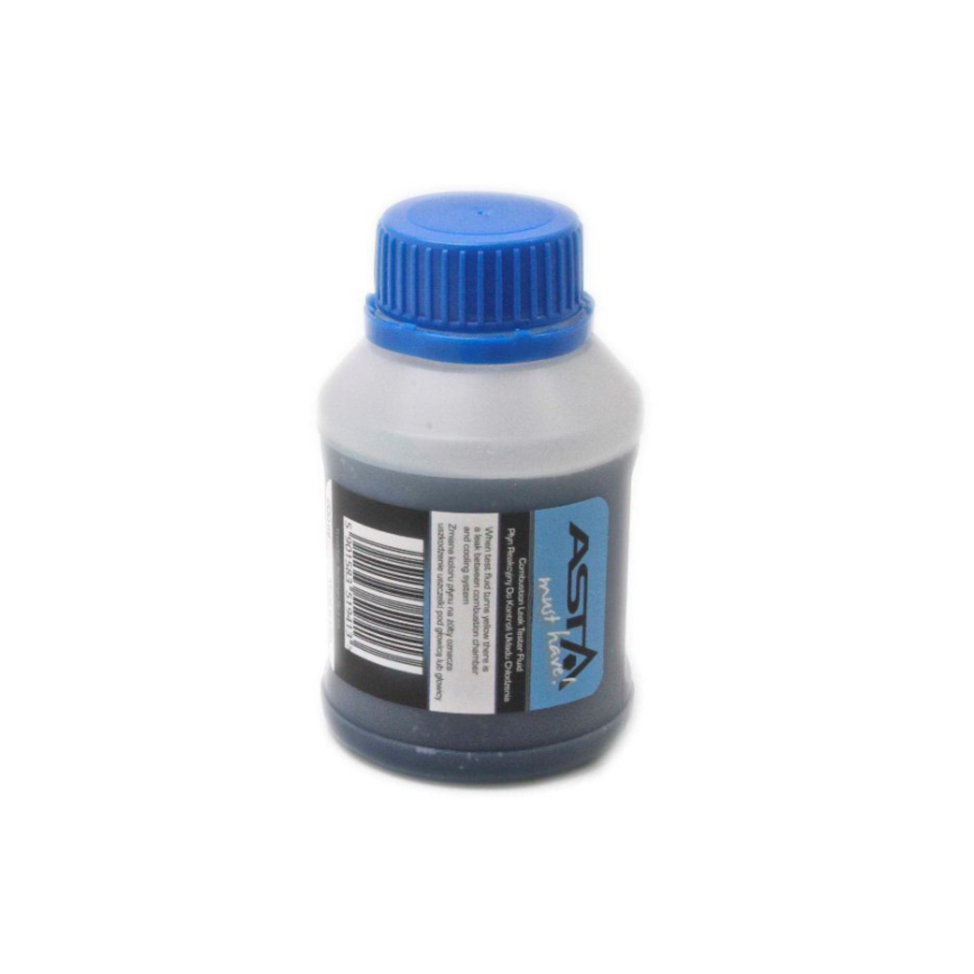 Líquido p/ Teste de Fugas da Cabeça do Cilindro 250ml Frasco de plástico translúcido com tampa azul e etiqueta azul e preta