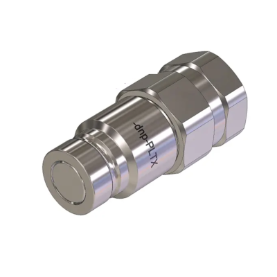 Conector metálico cilíndrico polido com gravação 