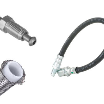 Mangueiras flexíveis e conexões metálicas várias