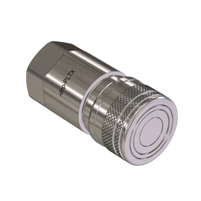 Conector metálico prateado com inscrição dn8-PLTX