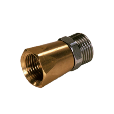 Adaptador de metal dourado e prateado com roscas