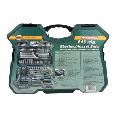 Conjunto de ferramentas Steckschlüssel 215 peças em caixa verde