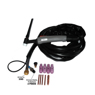 Conjunto de soldadura com maçarico preto e cinza e acessórios inclusos