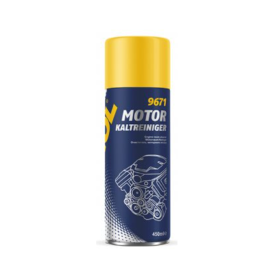 Spray de limpeza de motor azul com tampa amarela
