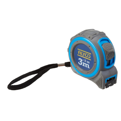 Trena de medição Alyco 3 metros com detalhes azuis e cinzentos