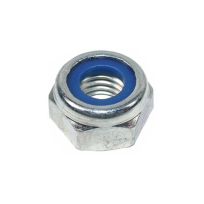 Porca metálica sextavada com anel azul