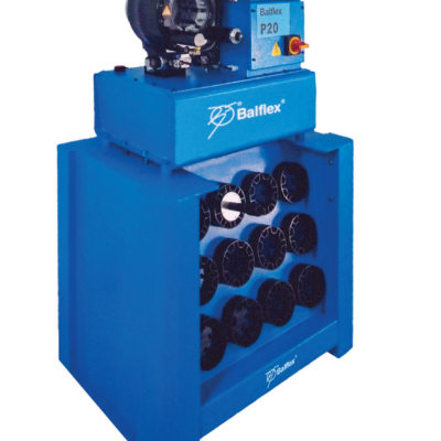 Máquina industrial azul Balflex P20 com discos circulares pretos.
