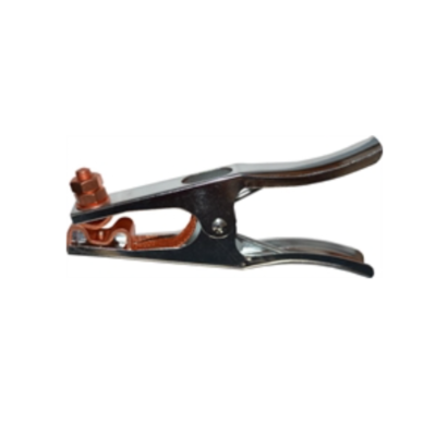 Morsa metálica prateada com parte em cobre para fixar objetos