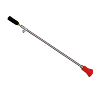 Lança de pulverizador metálica com punho preto e bocal vermelho