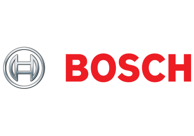 Logotipo BOSCH com símbolo metálico e texto vermelho